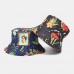Women Cotton Double  sided Wear Cartoon Calico Pattern Print Casual Sunshade Bucket Hat