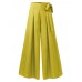 Women Solid Color Bowknot Pleated Loose Casual Wide Leg Pants