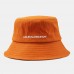 women Wide Brim Adjustable Sun Hat Twill Cap Letter Embroidered Casual Suncreen Bucket Hat