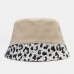 Women Patchwork Leopard Pattern Print Sun Hat Cotton Fashion All  match Sunscreen Bucket Hat