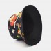 Women Cotton Double  sided Wear Cartoon Calico Pattern Print Casual Sunshade Bucket Hat