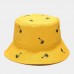 women Overlay Coconut Embroidery Pattern Sun Hat Summer Outdoor Casual Sunshade Bucket Hat