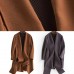 fine plus size long sleeve outwear brown pockets Woolen Coats Women
