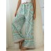 Bohemian High Waist Knotted Floral Print Holiday Ethnic Wide Leg Pants