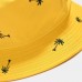 women Overlay Coconut Embroidery Pattern Sun Hat Summer Outdoor Casual Sunshade Bucket Hat