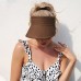 Women Straw Solid Color Empty Top Outdoor Sunscreen Breathable Casual Straw Hat Baseball Cap