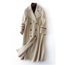 Luxury nude Woolen Coats oversize long winter coat double breast Notched