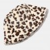 Women   Men Rabbit Hair Leopard Pattern Warm Casual Soft All  match Outdoor Bucket Hat
