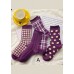 Elegant Purple Plaid Jacquard Cotton Mid Calf Socks