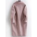 Fine pink Woolen Notched Coat Women oversize mid-length pockets coats
